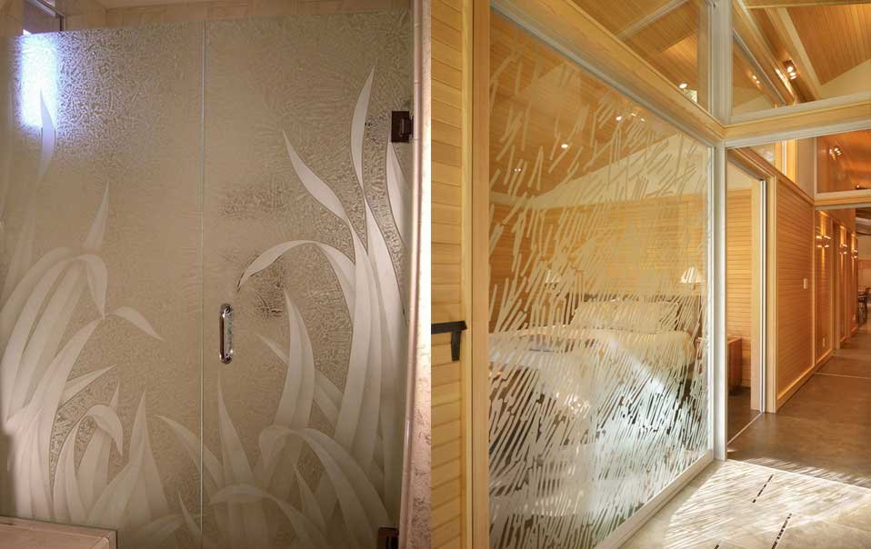 We can supply and fit all types of glass incorporating any of our standard sandblasted designs or to your own designs.We can incorporate sandblasted designs onto a variety of glasses as a visual safety aid to protect against accidents, in both commercial and residential applications.Sandblasted glasses can be treated with a surface protection agent, which protects the sandblasted surface from discolouration and minimises the effects of pollution and air impurities.